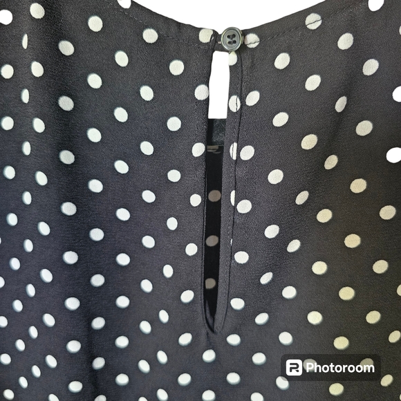 🆕️ Halogen Cap Sleeve Polka Dot Blouse in Black & White size XS - Picture 5 of 6